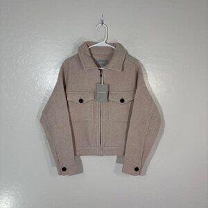 Everlane Beige Wool Zip Jacket